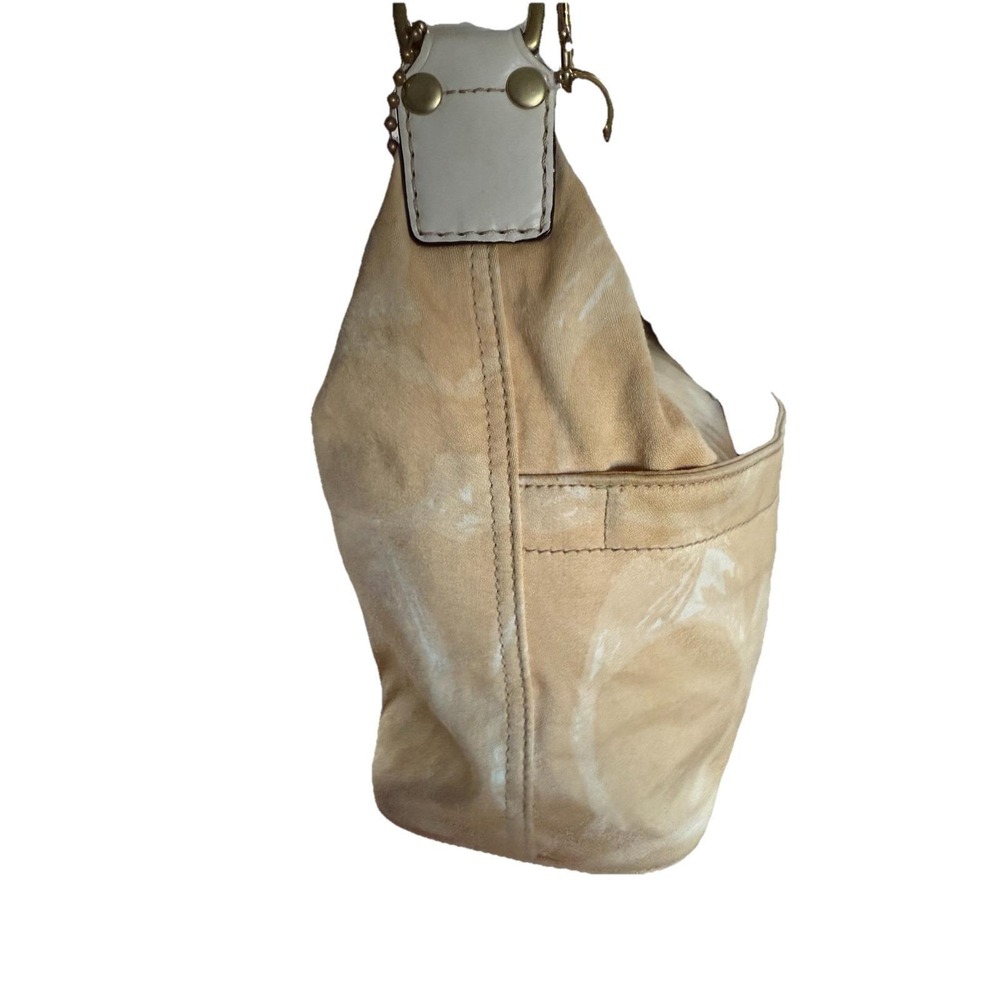 COACH KHAKI SIGNATURE SCRIBBLE HOBO BAG Purse SATCHEL With Charm - Picture 3 of 6
